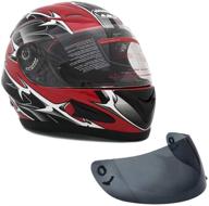 🏍️ dot street legal mmg motorcycle helmet with spikes in red, medium size, comes with 2 visors: clear and smoked shield logo