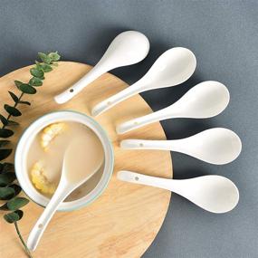 img 2 attached to 🥢 Cook Up Authentic Asian Cuisine with NJCharms Ceramic Soup Spoons Set - Perfect for Pho, Ramen, and Noodles!