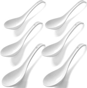 img 4 attached to 🥢 Cook Up Authentic Asian Cuisine with NJCharms Ceramic Soup Spoons Set - Perfect for Pho, Ramen, and Noodles!