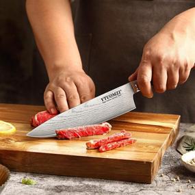 img 2 attached to 🔪 8 Inch Chef's Knife with Wooden Ergonomic Handle - Professional Sharp Kitchen Knife, German High Carbon Stainless Steel