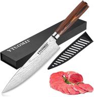 🔪 8 inch chef's knife with wooden ergonomic handle - professional sharp kitchen knife, german high carbon stainless steel logo