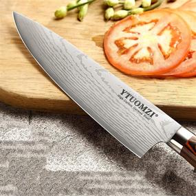 img 1 attached to 🔪 8 Inch Chef's Knife with Wooden Ergonomic Handle - Professional Sharp Kitchen Knife, German High Carbon Stainless Steel