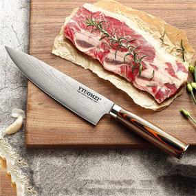 img 3 attached to 🔪 8 Inch Chef's Knife with Wooden Ergonomic Handle - Professional Sharp Kitchen Knife, German High Carbon Stainless Steel