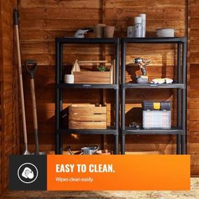 img 3 attached to 📦 Pack of 2 Black Plastic Interlocking Utility Storage Shelves - VonHaus 4 Tier Garage Shelving Unit: Dimensions 52 x 24 x 12 inches for each unit