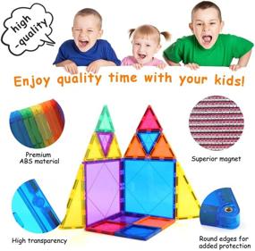 img 1 attached to 🧩 Enhance Creativity and Fun with Children Hub 60Pcs Magnetic Tiles