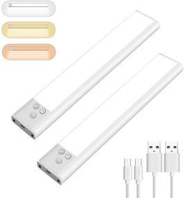 img 4 attached to 💡 Wireless USB LED Closet Light 2 Pack - Motion Activated 40-LED Bar for Stairs, Wardrobe, Kitchen - Auhavor Under Cabinet Lighting with Magnetic Removal