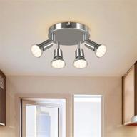 💡 langree 4-light track lighting fixtures, 4 way ceiling spotlight, ø180mm (includes 4x4w gu10 led light bulbs, 4w, 400lm, 2700k soft white) led ceiling light rotatable, matte nickel логотип