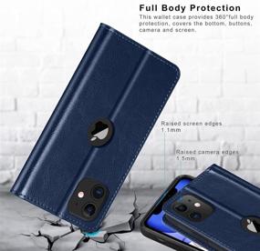 img 1 attached to 📱 Belemay iPhone 11 Wallet Case, Genuine Cowhide Leather Flip Cover with RFID Blocking, Card Holder, Soft TPU Shell, Book Folio Folding Case, Kickstand Function - Navy Blue (2019 6.1 inch)