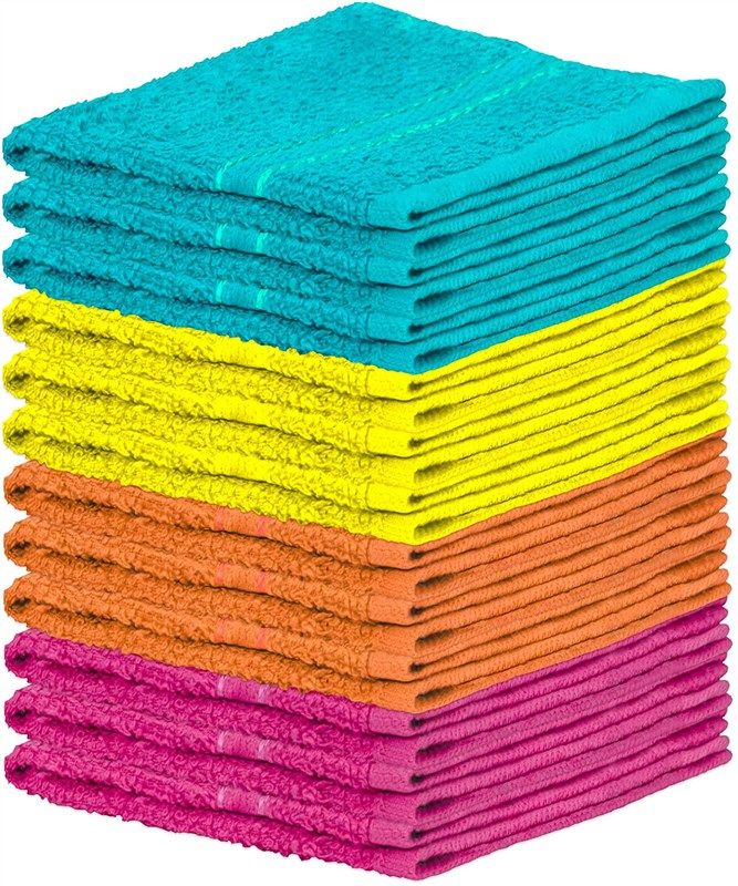 Decorrack 8 Pack Kitchen Dish Towels, 100% Cotton, 12 x 12 inch Dish Cloths, Perfect Cleaning Cloth for Washing Dishes, Kitchen, Bar, Counter and