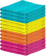 decorrack 12 pack kitchen wash cloth, 100% cotton, 12 x 12 inch colorful dish cloth set, perfect for washing dishes, kitchen, bar, counter and car, assorted colors - ideal cleaning cloth (pack of 12) logo