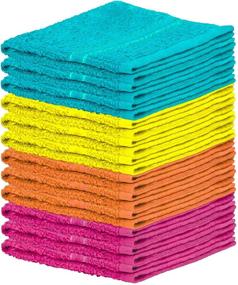 img 1 attached to DecorRack 12 Pack Kitchen Wash Cloth, 100% Cotton, 12 x 12 Inch Colorful Dish Cloth Set, Perfect for Washing Dishes, Kitchen, Bar, Counter and Car, Assorted Colors - Ideal Cleaning Cloth (Pack of 12)