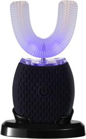 img 4 attached to 🦷 360° Adult Automatic Toothbrush with Timer, Wireless Charging, Washable Design - Dual-use for Travel and Home - Black