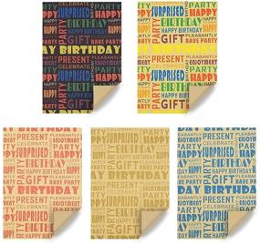 img 2 attached to 🎁 Premium Happy Birthday Wrapping Paper for Men, Boys, Women, Kids, and Girls - Kraft Brown Recycled Gift Wrap with Jute Twine Tape Stickers (10 Sheets, 20x28 inches per Sheet, 38 Sq.ft. Total)