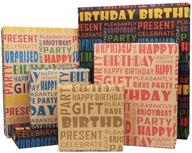 🎁 premium happy birthday wrapping paper for men, boys, women, kids, and girls - kraft brown recycled gift wrap with jute twine tape stickers (10 sheets, 20x28 inches per sheet, 38 sq.ft. total) logo