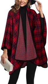 img 3 attached to 🧣 Lotusmile Women's Plaid Shawl Wrap: Long Winter Open Front Poncho Cape