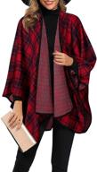 🧣 lotusmile women's plaid shawl wrap: long winter open front poncho cape logo