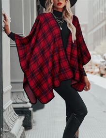 img 1 attached to 🧣 Lotusmile Women's Plaid Shawl Wrap: Long Winter Open Front Poncho Cape