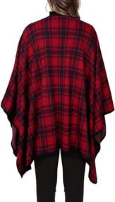 img 2 attached to 🧣 Lotusmile Women's Plaid Shawl Wrap: Long Winter Open Front Poncho Cape