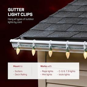 img 2 attached to 🎄 Gutter Light Clips [Set of 100] - Hanging Outdoor Lights C5, C6, C7, C9, Mini, Icicle, Rope Lights. Christmas Light Clips - No Tools Required - USA Made