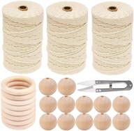 🧵 3mm macrame cord set - 327 yards (300 meters) macrame rope with beads, rings, and thread clipper - diy macrame kit, 100% natural cotton twine string for craft projects logo