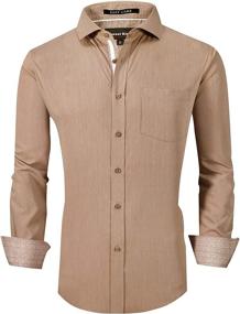 img 4 attached to 👔 Men's Regular Fit Long Sleeve Casual Stretch Shirts for Stylish Comfort