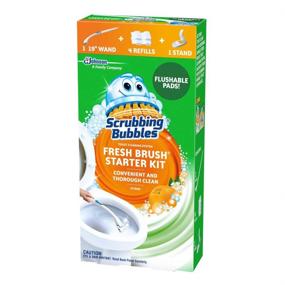 img 2 attached to 🚽 Scrubbing Bubbles Fresh Brush Toilet Bowl Cleaning System Starter Kit - Removes Stains, Citrus Scented, Includes: Wand + 4 Refills + 1 Stand