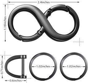 img 1 attached to Набор брелоков для автомобильных ключей для бизнеса - включает 2 съемных брелока в форме 8, 4 черных кольца для ключей, и 2 брелока в форме подковы - идеально подходит для мужчин и женщин.