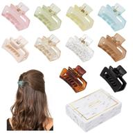 🎀 women's girls' mini hair claw clips pack - small claw hair clips for thin/medium thick hair - 1.5 inch matte rectangle nonslip jaw clips in 10 colors, with gift box logo