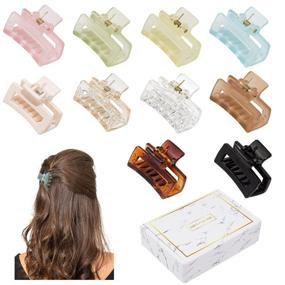 img 4 attached to 🎀 Women's Girls' Mini Hair Claw Clips Pack - Small Claw Hair Clips for Thin/Medium Thick Hair - 1.5 Inch Matte Rectangle Nonslip Jaw Clips in 10 Colors, with Gift Box