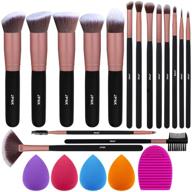 jpnk rose gold makeup brush set -16 brushes, 4 blender sponges, 1 brush cleaner - premium synthetic foundation, powder, blush, concealer, eye shadow kit logo