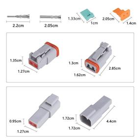 img 3 attached to 💧 MUYI Waterproof Connector Kit - 10 Sets 2 Pin Way DT04-2P DT04-2S, 13 Amps Continuous, 14-22 AWG DT Series Connector