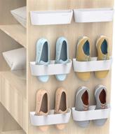 👟 yocice wall mounted shoes rack 6-pack: ultimate storage organizer with sticky hanging strips, door shoe hangers – sm03-white-6 логотип