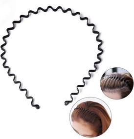 img 4 attached to S SIFUNUO Unisex Black Spring Wave Metal Hair Hoop Band Men Women Sports Headband Headwear Accessories - Improved SEO