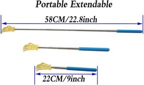 img 3 attached to Металлические портативные удлиненные телескопические скретчеры/массажеры для рук с резиновыми ручками (2 шт.) - большие когти призрачной ладони