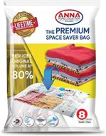 👜 anna home vacuum storage bags: small 8-pack space saver bags for travel. durable, reusable & includes travel hand pump (8x small) логотип