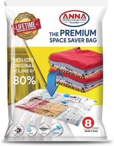 img 4 attached to 👜 Anna Home Vacuum Storage Bags: Small 8-Pack Space Saver Bags for Travel. Durable, Reusable & Includes Travel Hand Pump (8x Small)