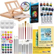 🎨 complete 42-piece watercolor painting set with wood easel, 12 tube colors, brushes, watercolor pan, paper pads, palette & color mixing wheel by u.s. art supply logo