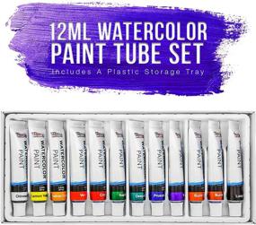 img 1 attached to 🎨 Complete 42-Piece Watercolor Painting Set with Wood Easel, 12 Tube Colors, Brushes, Watercolor Pan, Paper Pads, Palette & Color Mixing Wheel by U.S. Art Supply