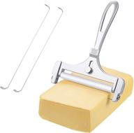 🧀 adjustable thickness stainless steel cheese slicer with replaceable wires - ideal kitchen tool for soft and semi-hard cheeses logo