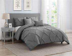 img 3 attached to 🛏️ OEKO-TEX Certified Wonder Home 5 Piece Pinch Pleat Pintuck Comforter Set Grey - Queen Size 92"x96