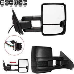 img 4 attached to 🚗 Towing Mirrors Replacement: 2014-2017 Chevy Silverado & GMC Sierra - Manual Telescoping, Power Heated, LED Turn Signals