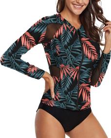 img 2 attached to 👙 Stylish AnnJo Sleeve Zipper Rashguard Swimsuits: Discover Women's Clothing in Swimsuits & Cover Ups!