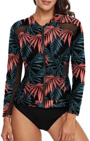 img 4 attached to 👙 Stylish AnnJo Sleeve Zipper Rashguard Swimsuits: Discover Women's Clothing in Swimsuits & Cover Ups!