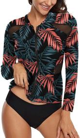 img 3 attached to 👙 Stylish AnnJo Sleeve Zipper Rashguard Swimsuits: Discover Women's Clothing in Swimsuits & Cover Ups!