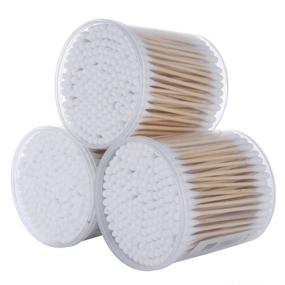 img 4 attached to 🌼 600 Double Tipped Cotton Swabs in 3 Boxes | Wooden Cotton Buds Sticks