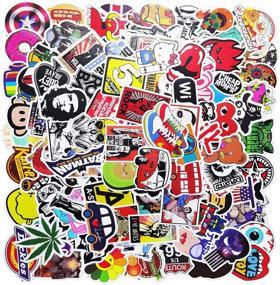 img 4 attached to 🎨 100 Pcs Waterproof Vinyl Laptop Stickers – Cute & Cool Pack for Skateboard, Water Bottle, MacBook, Car, Luggage – Graffiti Brand Logo Stickers for Kids, Teens & Adults