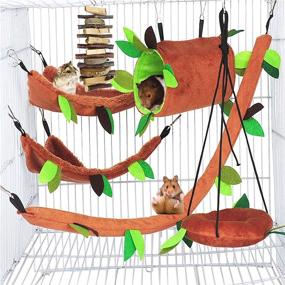 img 4 attached to 🐭 Organic Apple Wood Chewing Stick Rat Cage Nest Accessories: Hamiledyi Hamster Hammock, Small Animal Hanging Warm Bed House, Toy Hanging Tunnel and Swing for Sugar Glider Squirrel