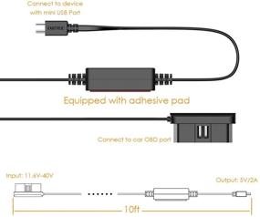 img 1 attached to Кабель зарядного устройства OBD Mini USB длиной 10 футов для автомобильных видеорегистраторов Vantrue - совместим с N2 Pro, T2, N2, N1 Pro, X3, X4 и другими моделями с разъемом питания Mini USB