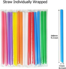 img 3 attached to 🥤 100-Pack of RENYIH Jumbo Smoothie Straws | Multi Colors and Individually Wrapped | Disposable Boba Straws | Wide-mouthed Milkshake Straws (0.43" Wide X 9.45" Long)