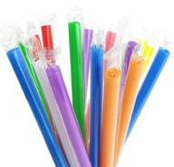 🥤 100-pack of renyih jumbo smoothie straws | multi colors and individually wrapped | disposable boba straws | wide-mouthed milkshake straws (0.43" wide x 9.45" long) logo